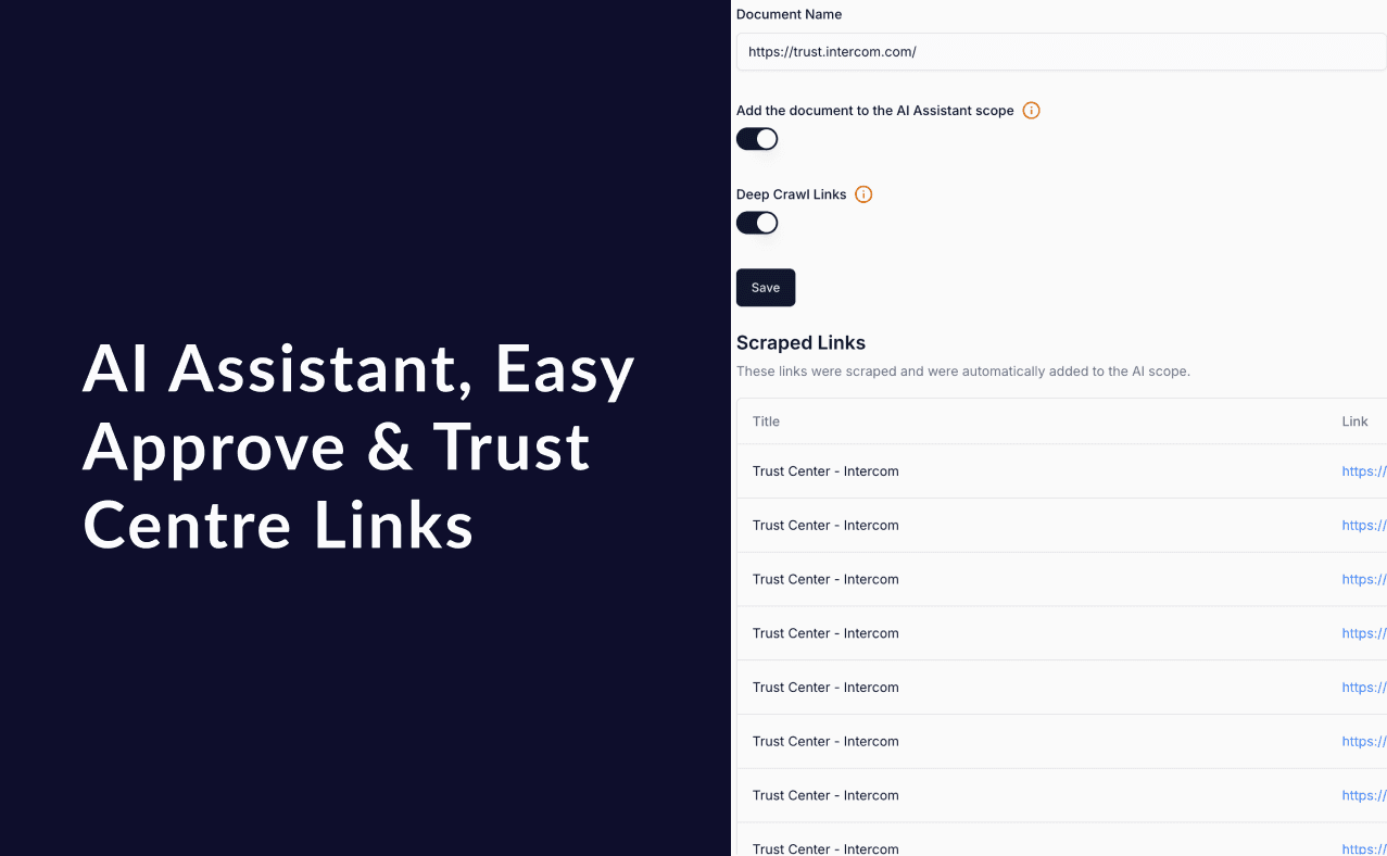 Changelog: AI Assistant, Easy Approve & Trust Centre Links