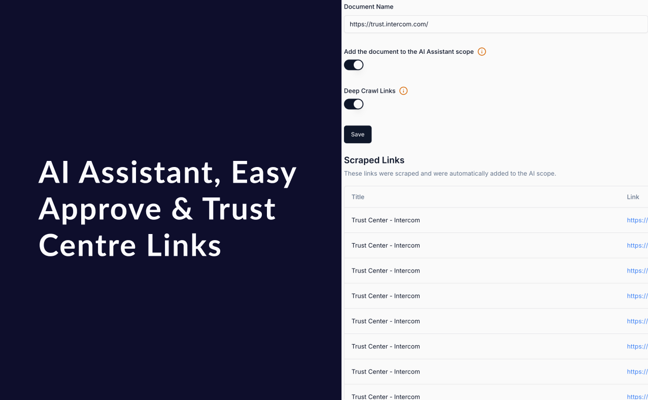 Changelog: AI Assistant, Easy Approve & Trust Centre Links