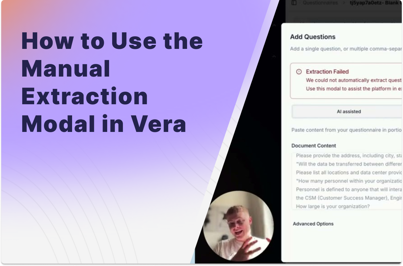 Using Vera's Manual Question Extraction Modal